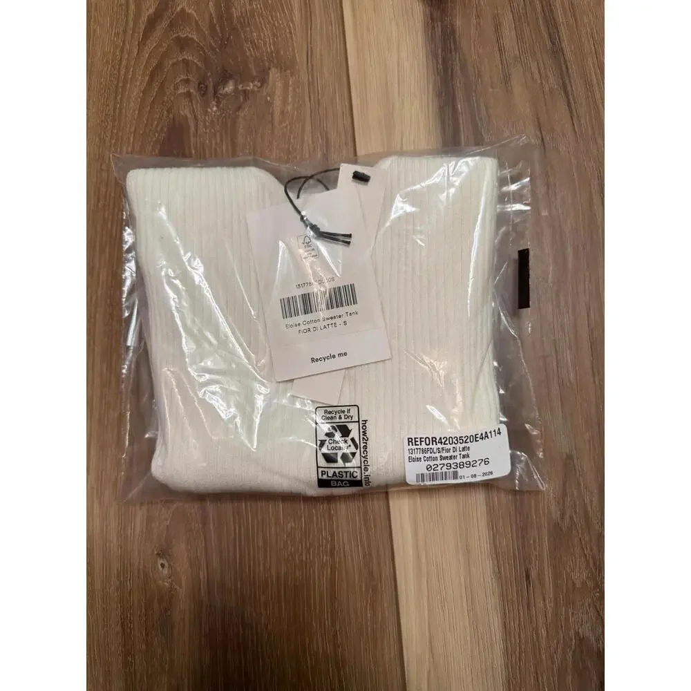 Reformation Cream Ribbed Button-Front Tank Top - Picture 2 of 5